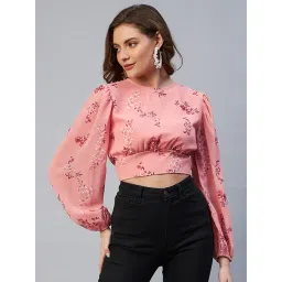 Rare Peach Floral Print Crop Top-picture-42