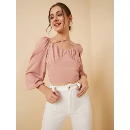 Rare Peach Sweet Heart Neck Top-image-40