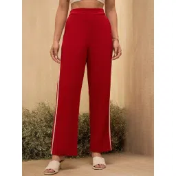 Rare Women Red Colour Solid Regular Trousers-picture-18