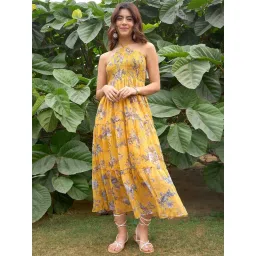 Rare Women Yellow Colour Maxi Floral Dress-picture-22