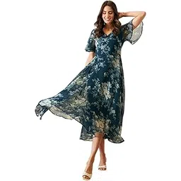 rare Women's Chiffon Fit and Flare Maxi Dress-picture-43