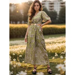 RARE Women's Floral Print Georgette A-Line Maxi Dress-picture-24