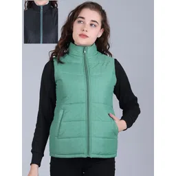 Rare Times Women Mock Collar Solid Reversible Gilet Jacket-picture-38