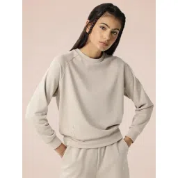 RAREISM Beige Blended Solid Sweatshirt image 1