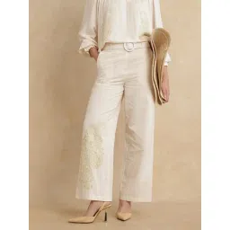 RAREISM Beige Cotton Printed Trousers-picture-41