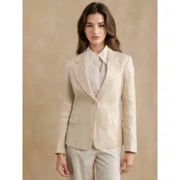 RAREISM Beige Linen Solid Long Sleeves Blazer-picture-10