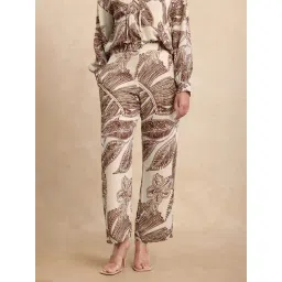 RAREISM Beige Polyester Printed Trousers-picture-48