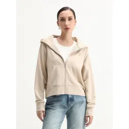 RAREISM Beige Regular Fit Solid Hooded Sweatshirt-picture-10