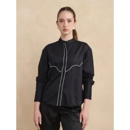 RAREISM Black Cotton Blend Solid Long Sleeves Shirt-picture-19