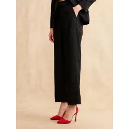 RAREISM Black Cotton Blend Solid Trousers-picture-19