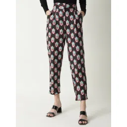RAREISM Black Cotton Printed Trousers-picture-24