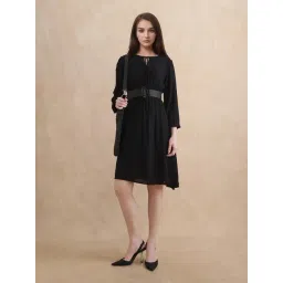 RAREISM Black Cotton Solid Long Sleeves Dress-picture-10