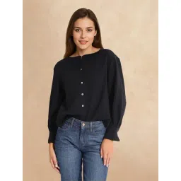 RAREISM Black Cotton Solid Long Sleeves Top-picture-33