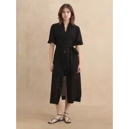 RAREISM Black Cotton Solid Short Sleeves Shrug-picture-12