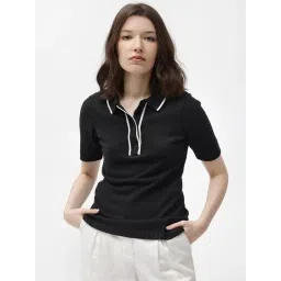 RAREISM Black Cotton Solid Short Sleeves Sweater-picture-16