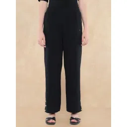 RAREISM Black Cotton Solid Trackpants-picture-41