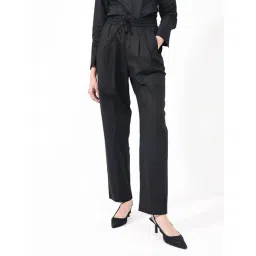 RAREISM Black Cotton Solid Trousers-picture-46