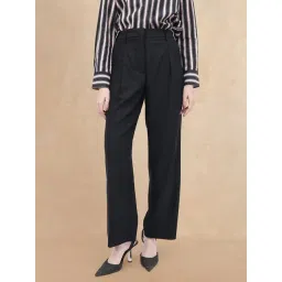 RAREISM Black Cotton Solid Trousers-picture-17