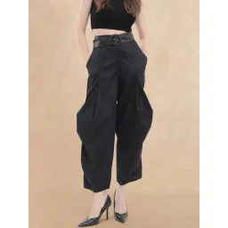 RAREISM Black Cotton Solid Trousers-picture-15