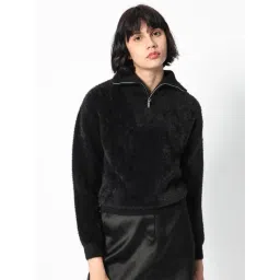 RAREISM Black Nylon Solid Long Sleeves Sweater-picture-12