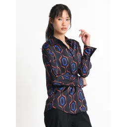 RAREISM Black Polyester Printed Long Sleeves Shirt image 5