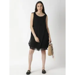 RAREISM Black Polyester Solid Dress-picture-39