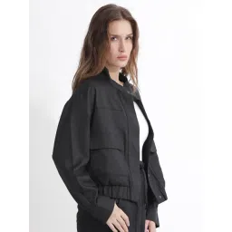 RAREISM Black Polyester Solid Long Sleeves Jacket-picture-13