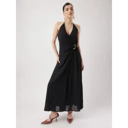 RAREISM Black Polyester Solid Sleeveless Dress-picture-12