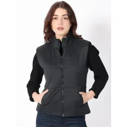 RAREISM Black Polyester Solid Sleeveless Jacket-picture-20