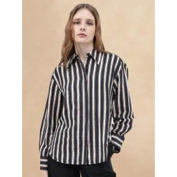 RAREISM Black Polyester Striped Shirt-picture-18