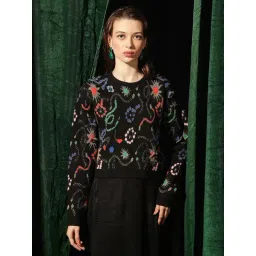 RAREISM Black Viscose Blend Printed Long Sleeves Sweater-picture-35