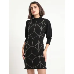 RAREISM Black Viscose Printed Three-Quarter Sleeves Sweater-picture-18