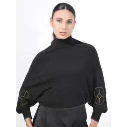 RAREISM Black Viscose Solid Long Sleeves Sweater-picture-37