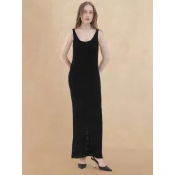 RAREISM Black Viscose Solid Sleeveless Dress-picture-14