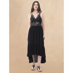 RAREISM Black Viscose Solid Sleeveless Dress-picture-15