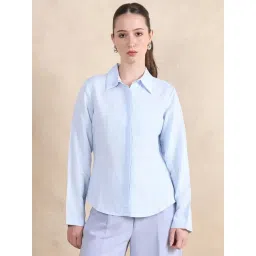 RAREISM Blue Blended Solid Long Sleeves Shirt-picture-22