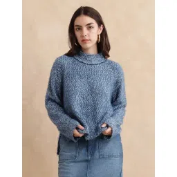 RAREISM Blue Blended Solid Long Sleeves Sweater-picture-15