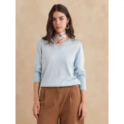 RAREISM Blue Blended Solid Long Sleeves Sweater-picture-14