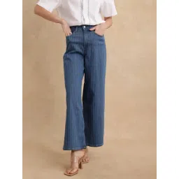 RAREISM Blue Cotton Blend Striped Jeans-picture-37