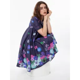 RAREISM Blue Cotton Printed Short Sleeves Dress-picture-33