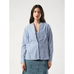 RAREISM Blue Cotton Striped Shirt-picture-25