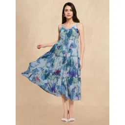 RAREISM Blue Polyester Floral Dress-picture-32