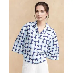 RAREISM Blue Polyester Geometric Shirt-picture-25
