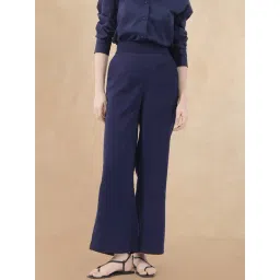 RAREISM Blue Polyester Solid Trousers-picture-23