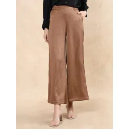 RAREISM Brown Cotton Blend Solid Trousers-picture-21