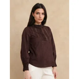 RAREISM Brown Cotton Solid Long Sleeves Top-picture-36