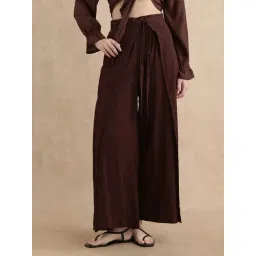 RAREISM Brown Cotton Solid Trousers-picture-17