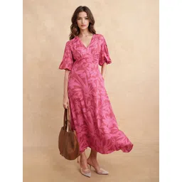 RAREISM Floral Print Flared Sleeve Maxi Dress-picture-40