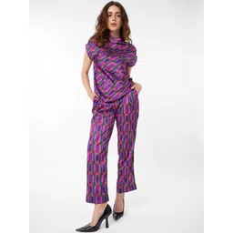 RAREISM Geo Abstract Print Satin Trousers-picture-16