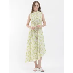 RAREISM Geometric Printed Cotton A-Line Midi Dress-picture-11